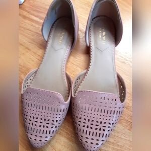 Isaac Mizrahi Pink Laser-Cut Flats